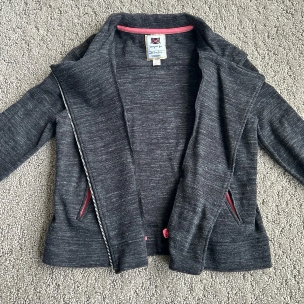 Gymboree Marled Charcoal Gray Ponte Moto Jacket Asymmetrical Kitty In Pink 10/12